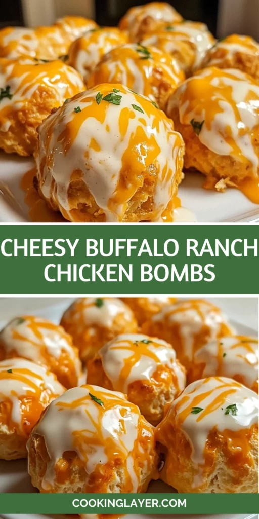 Cheesy Buffalo Ranch Chicken Bombs