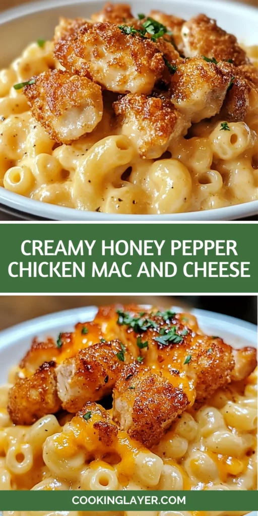 creamy honey pepper chicken mac and cheese