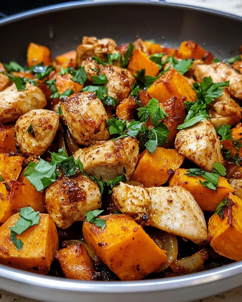 Irresistible one-pan chicken and sweet potato skillet made easy!