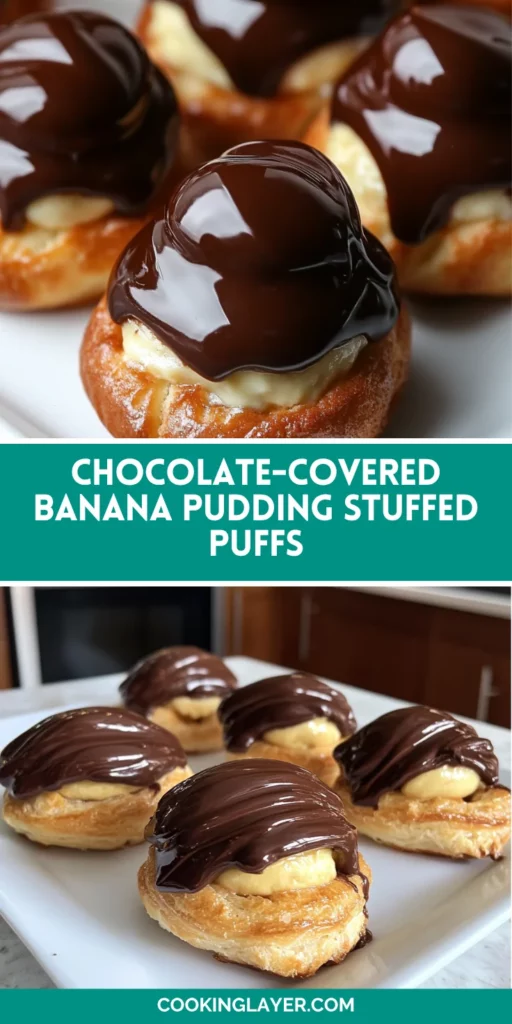 Chocolate-Covered Banana Pudding Stuffed Puffs
