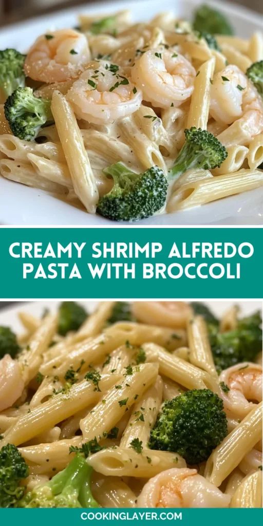 Creamy Shrimp Alfredo Pasta with Broccoli