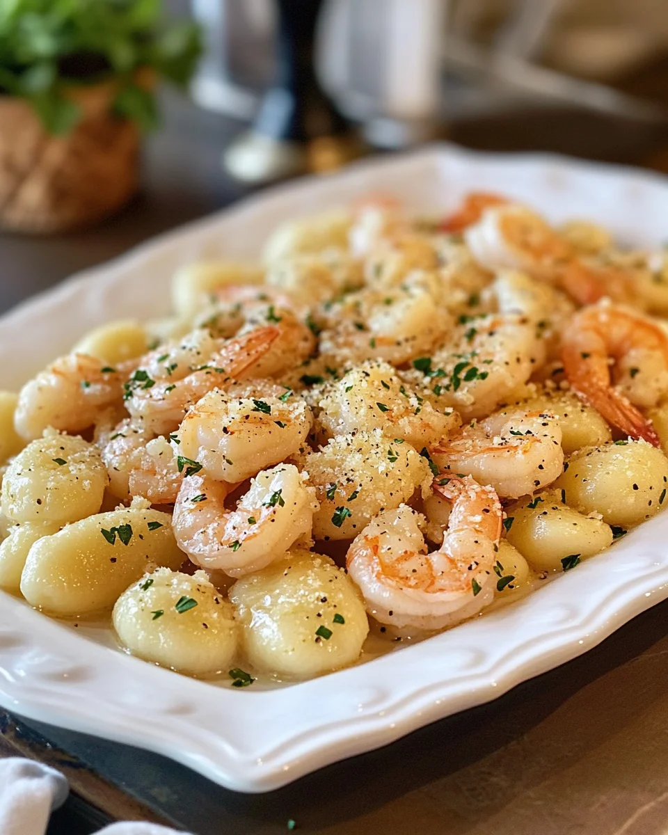 Creamy Shrimp and Gnocchi with Garlic Parmesan delights diners!