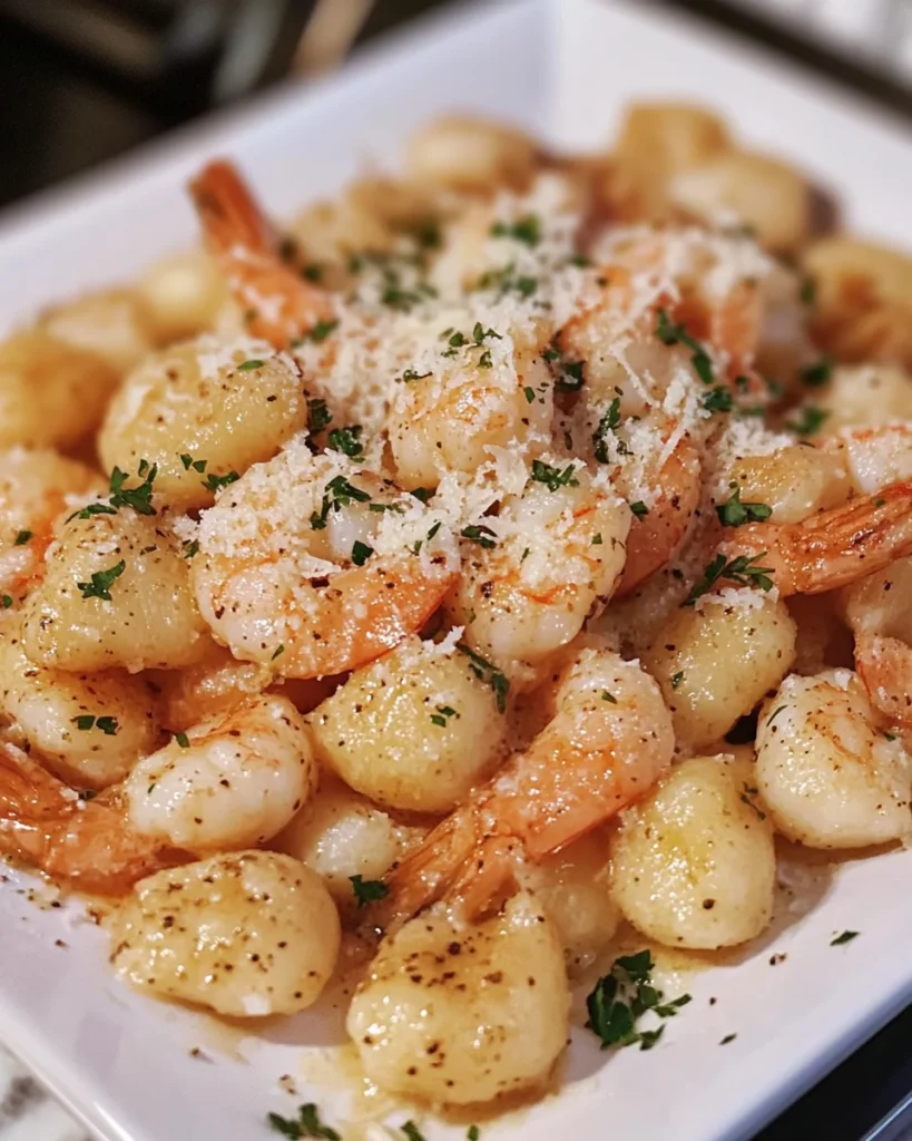 Creamy Shrimp and Gnocchi with Garlic Parmesan