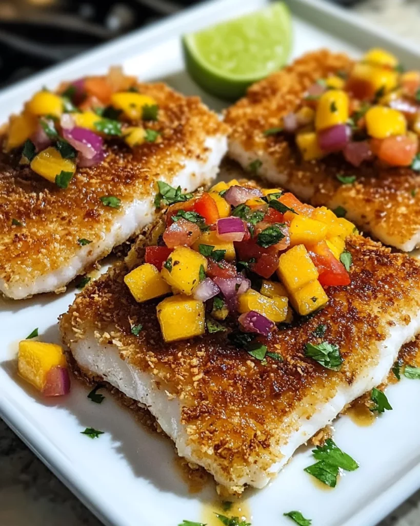 Crispy Coconut Crusted Fish with Fresh Mango Salsa