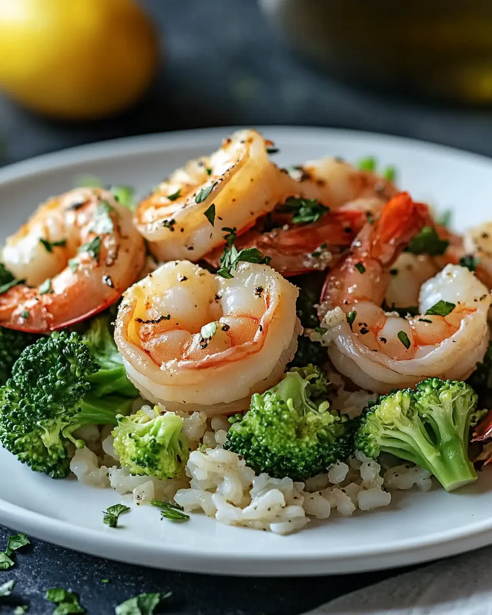Garlic Butter Shrimp with Broccoli Rice is Delicious!