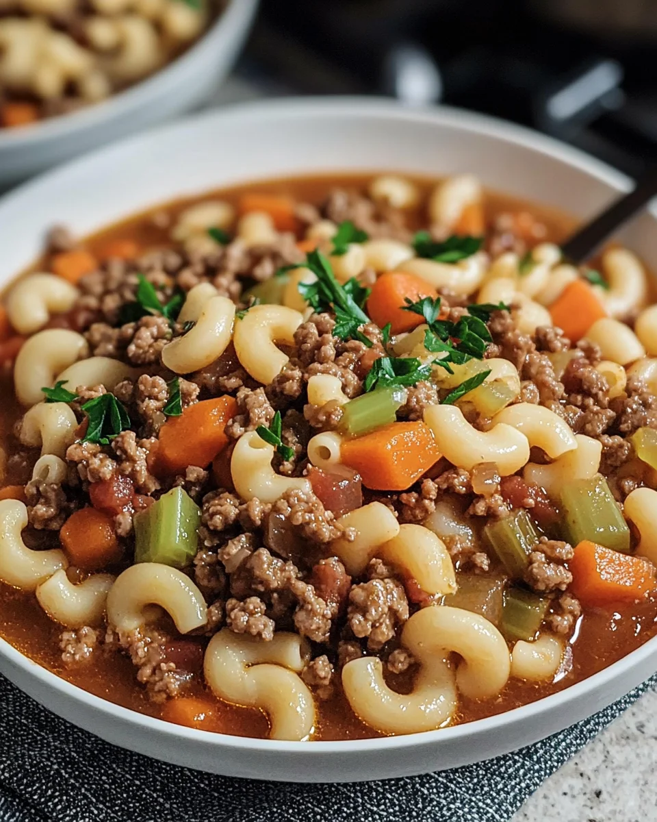 Hamburger Soup with Macaroni is a family favorite!