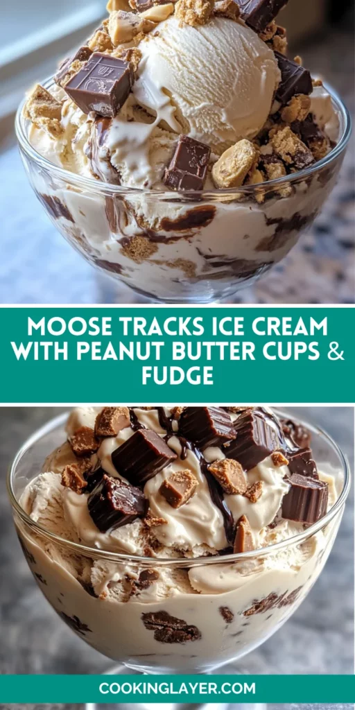 Moose Tracks Ice Cream with Peanut Butter Cups & Fudge