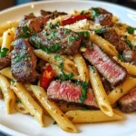 One-Skillet Spicy Garlic Butter Parmesan Steak Pasta