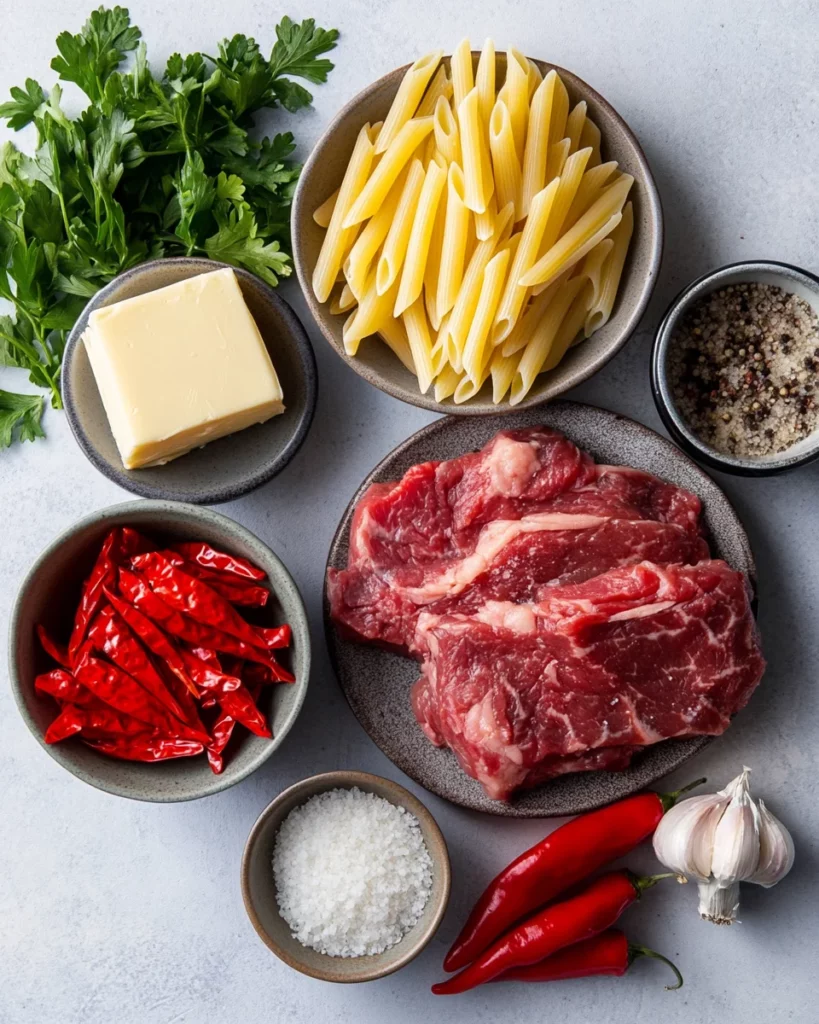 One-Skillet Spicy Garlic Butter Parmesan Steak Pasta