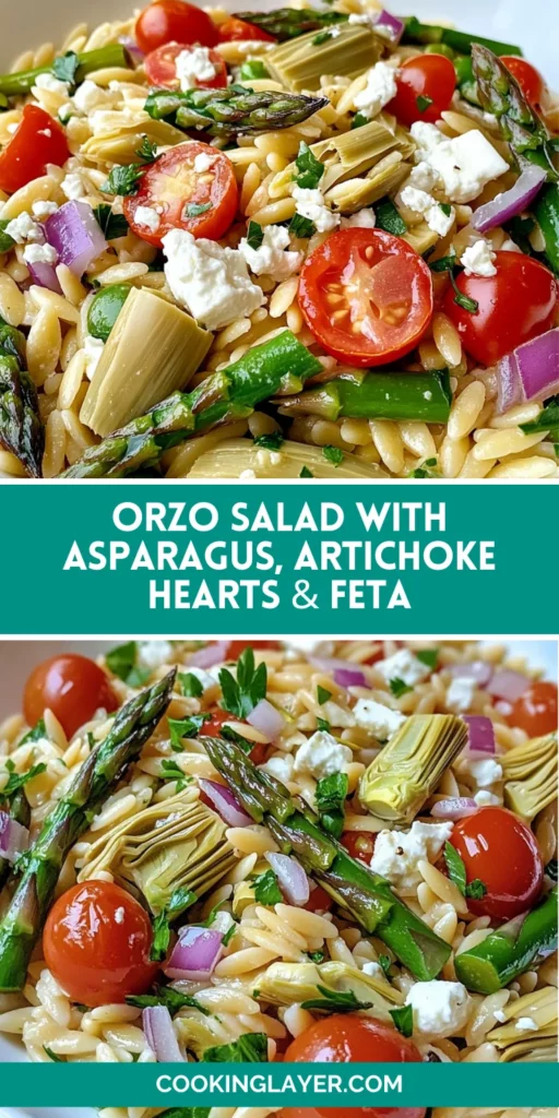 Orzo Salad with Asparagus, Artichoke Hearts & Feta