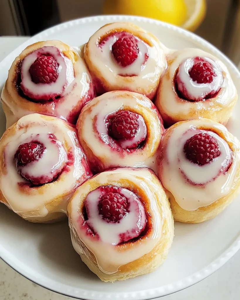Raspberry Cinnamon Rolls with Lemon Glaze