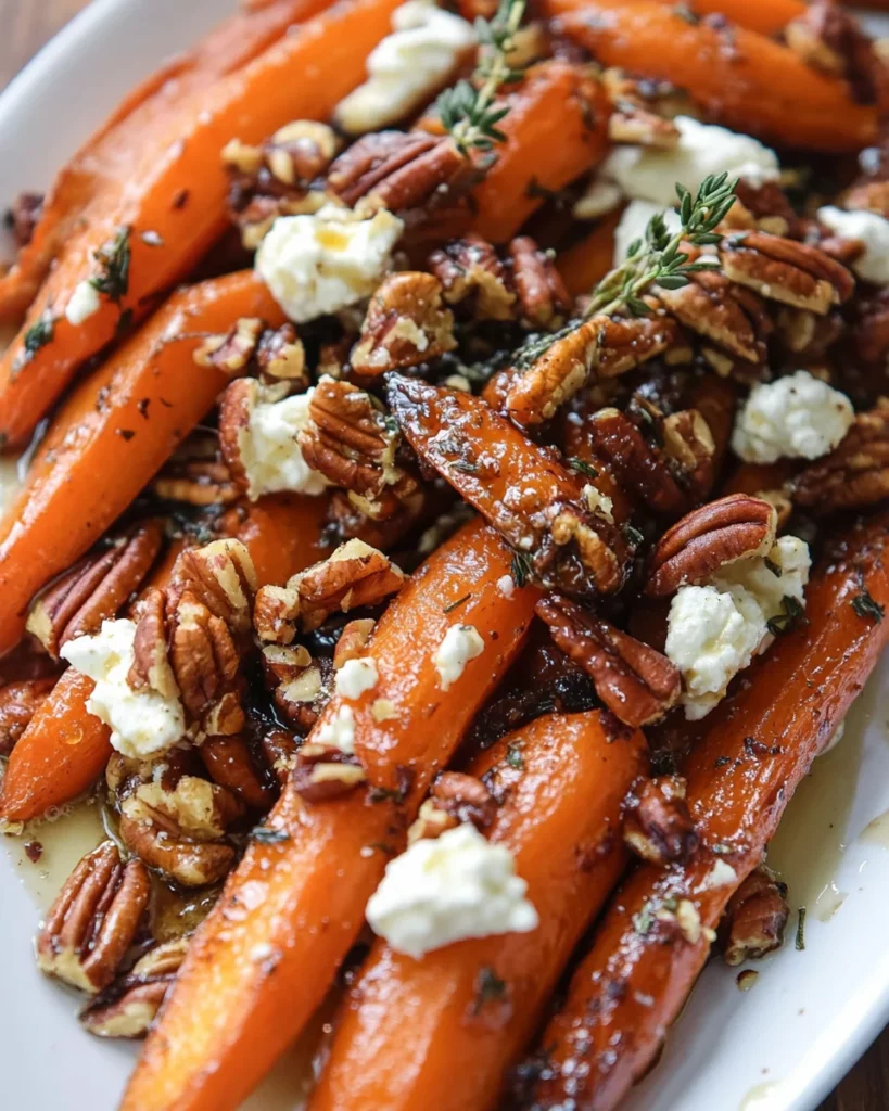 Roasted Carrots with Candied Pecan and Goat Cheese
