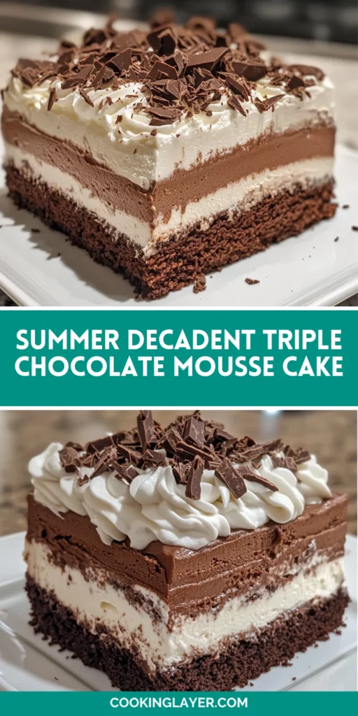 SUMMER DECADENT TRIPLE CHOCOLATE MOUSSE CAKE