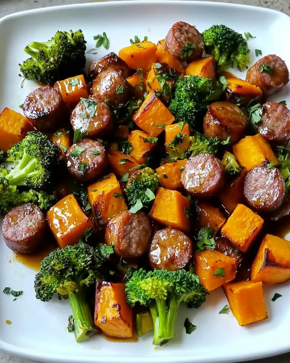 Sausage & Sweet Potatoes with Honey Garlic Sauce delights!