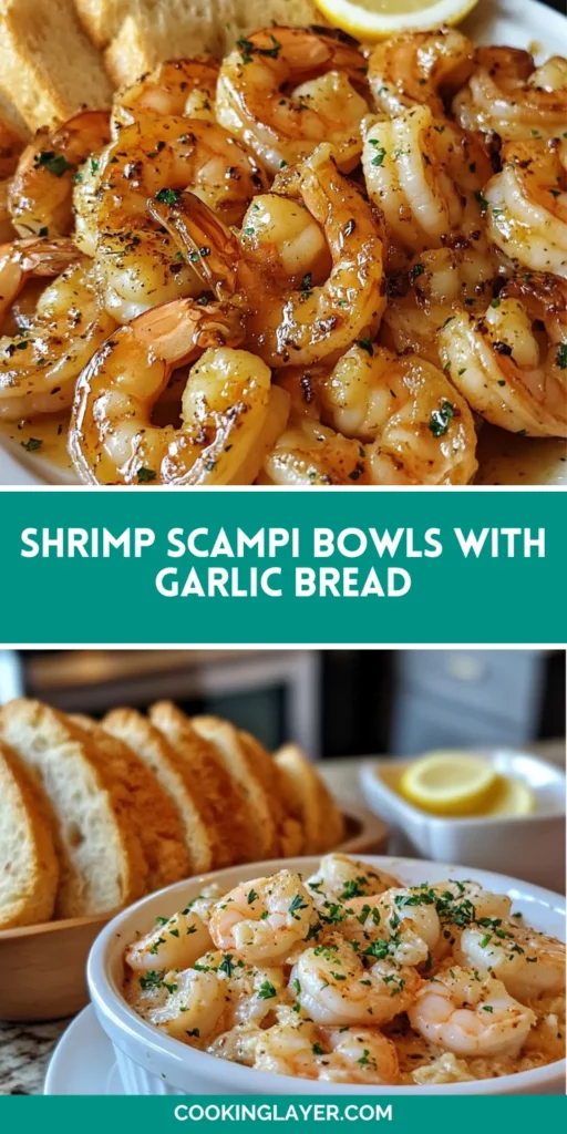 Shrimp Scampi Bowls with Garlic Bread