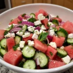 Simple Watermelon Cucumber Feta Salad