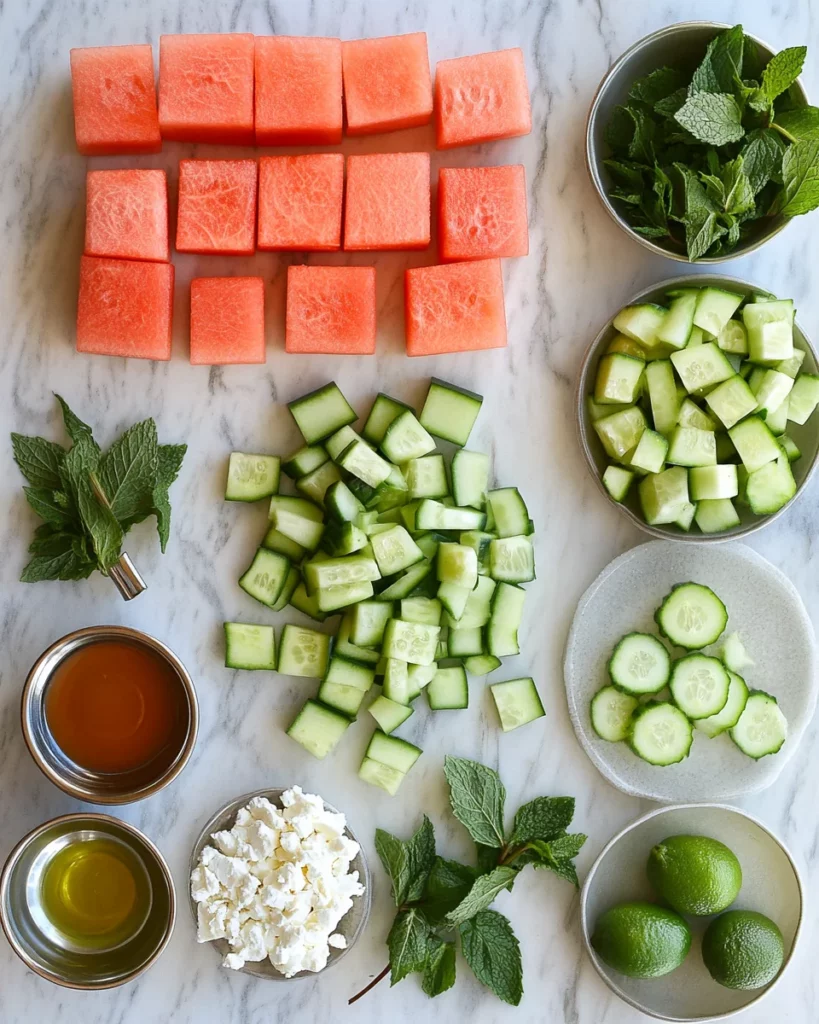 Simple Watermelon Cucumber Feta Salad
