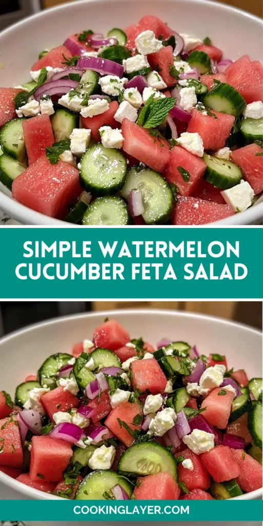 Simple Watermelon Cucumber Feta Salad