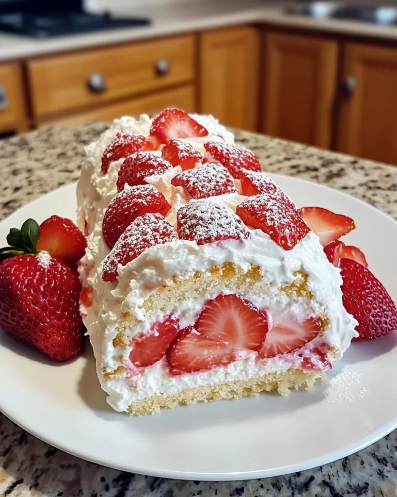 Strawberry Shortcake Cheesecake Dessert Roll