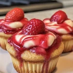 Strawberry Swirl Cheesecake Cookie Cups