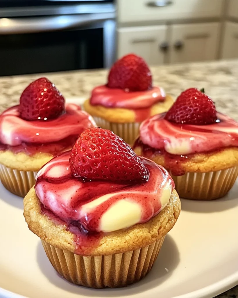 Strawberry Swirl Cheesecake Cookie Cups