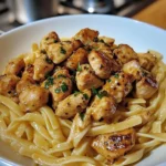 TWISTED PASTA WITH HONEY GARLIC CHICKEN & PARMESAN CREAM