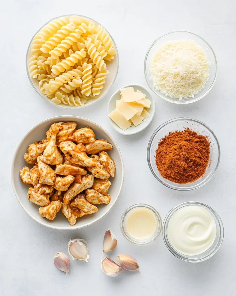 TWISTED PASTA WITH HONEY GARLIC CHICKEN & PARMESAN CREAM