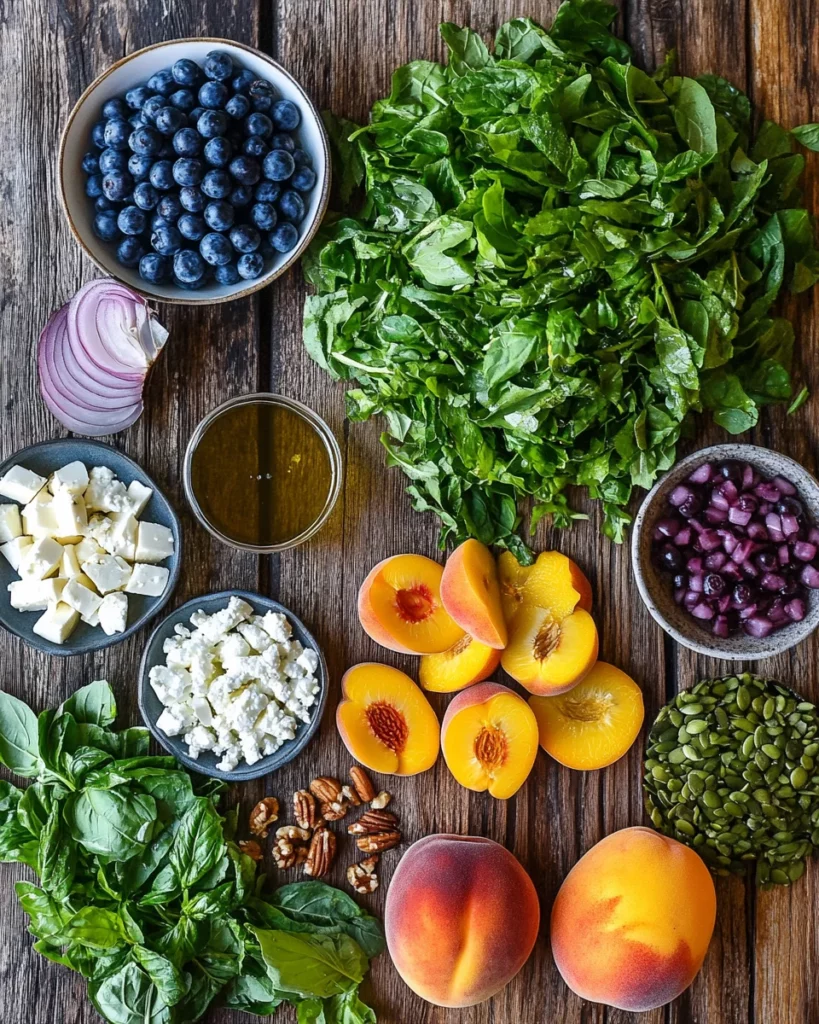 Blueberry Peach Feta Salad
