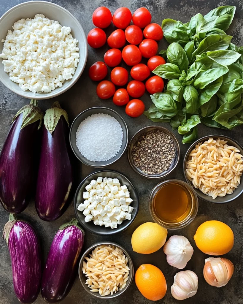 Roasted Eggplant & Tomato Orzo Pasta