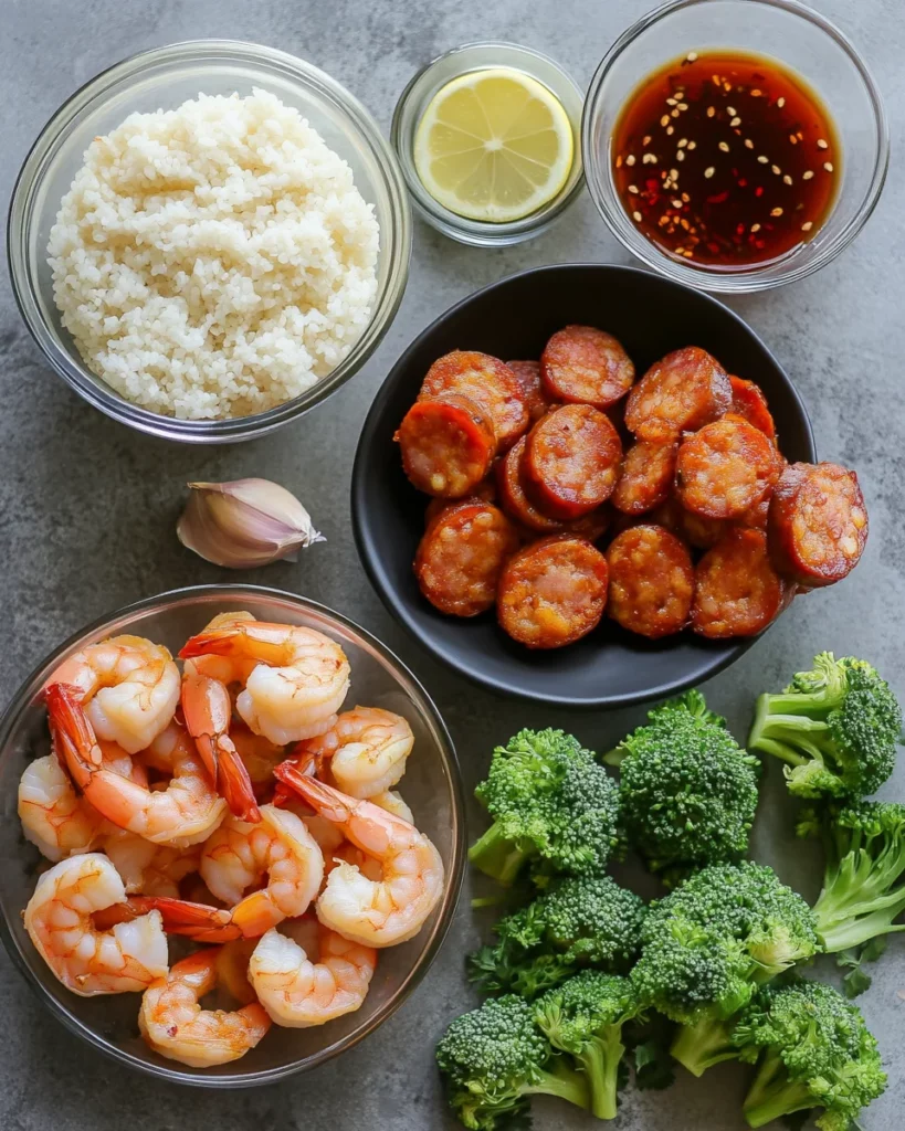 Honey Garlic Shrimp, Sausage, and Broccoli