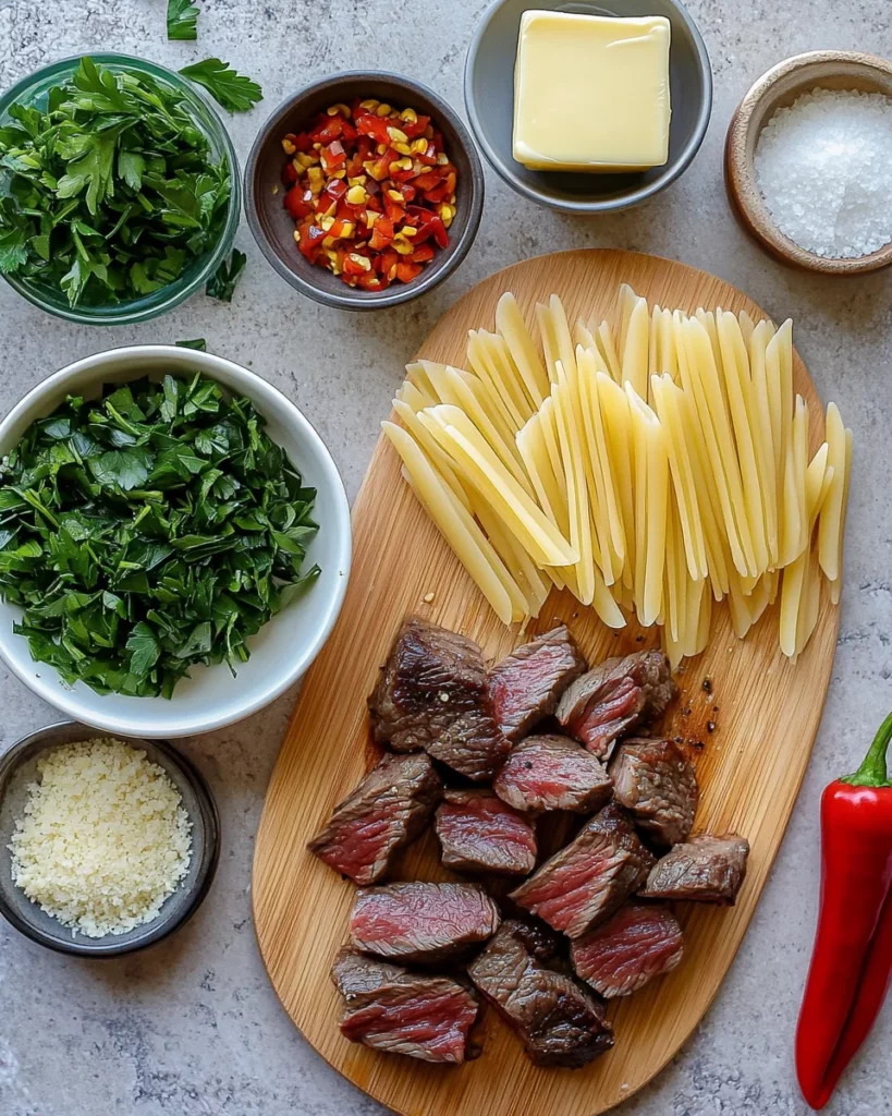 one-skillet spicy garlic butter parmesan steak pasta