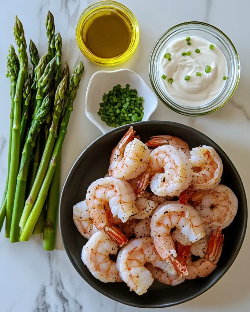 Grilled Shrimp Bowl with Asparagus & Creamy Garlic Sauce