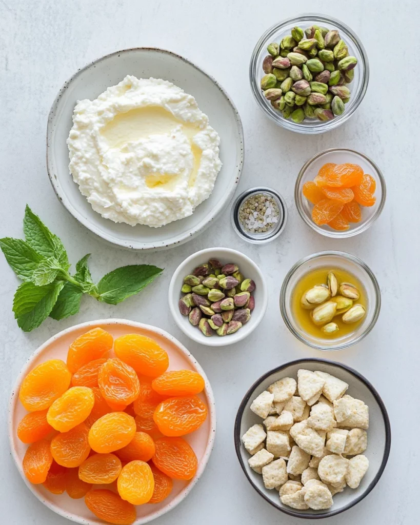honey ricotta dip with pistachio and apricot
