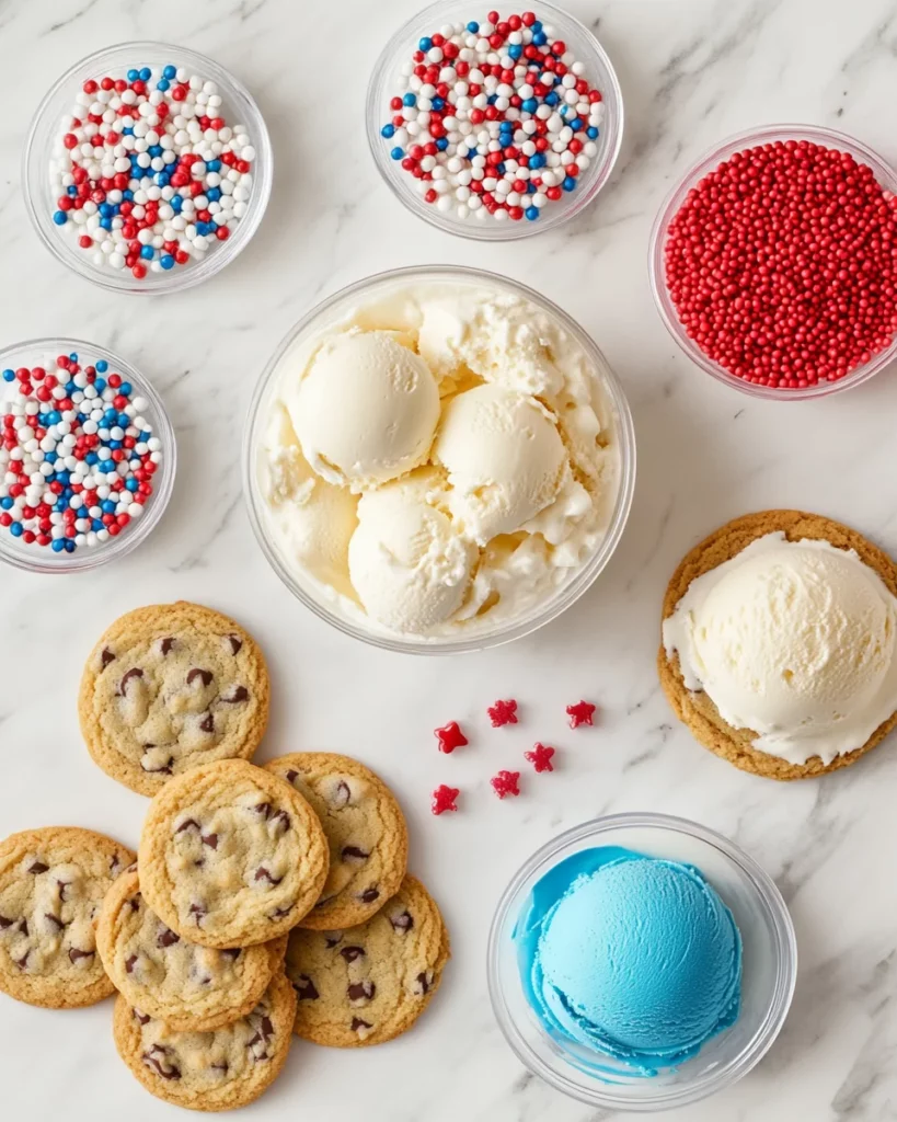 Easy Red, White, and Blue Ice Cream Sandwiches