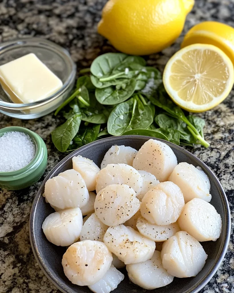 Tasty Seared Scallops Over Wilted Spinach