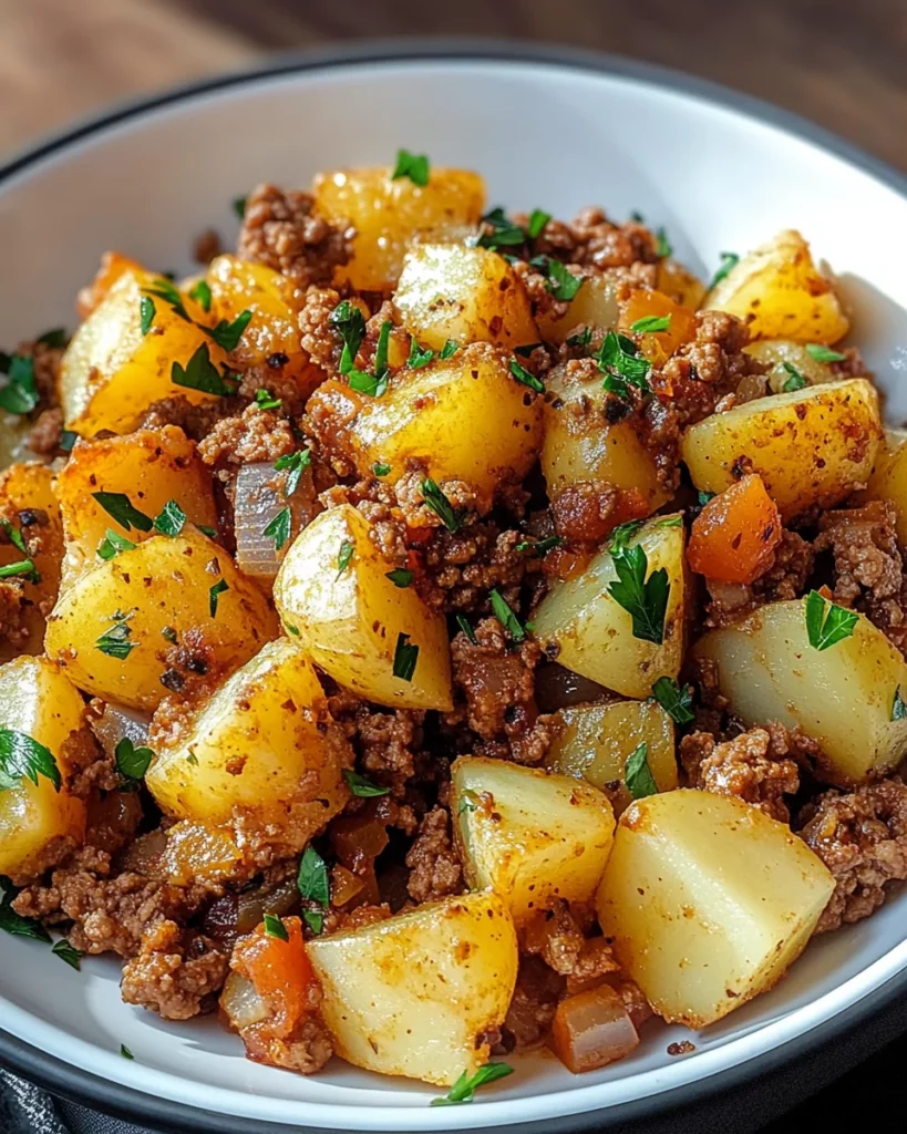 Ground turkey and tender potatoes