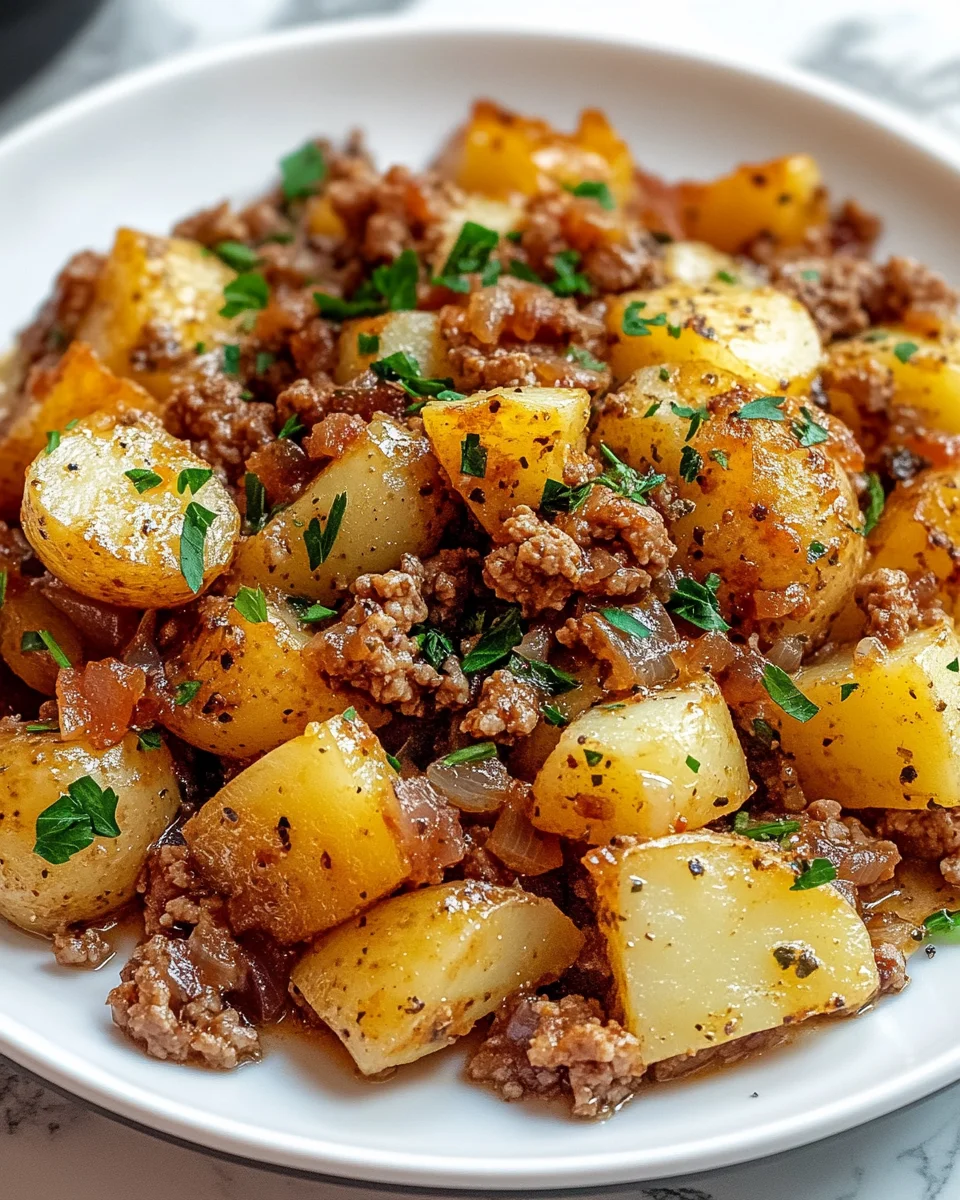 Ground turkey and tender potatoes make a delicious meal!