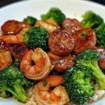 Honey Garlic Shrimp, Sausage, and Broccoli
