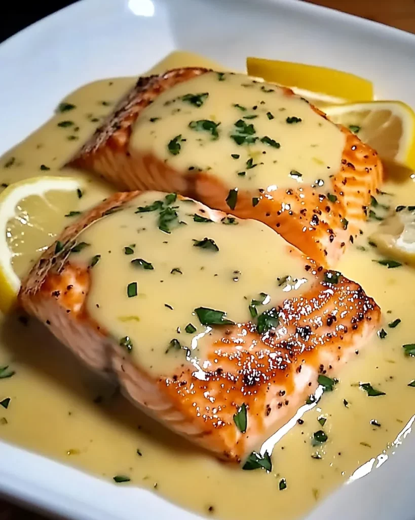 Baked Salmon with Lemon Butter Cream Sauce