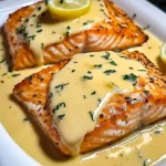 Baked Salmon with Lemon Butter Cream Sauce