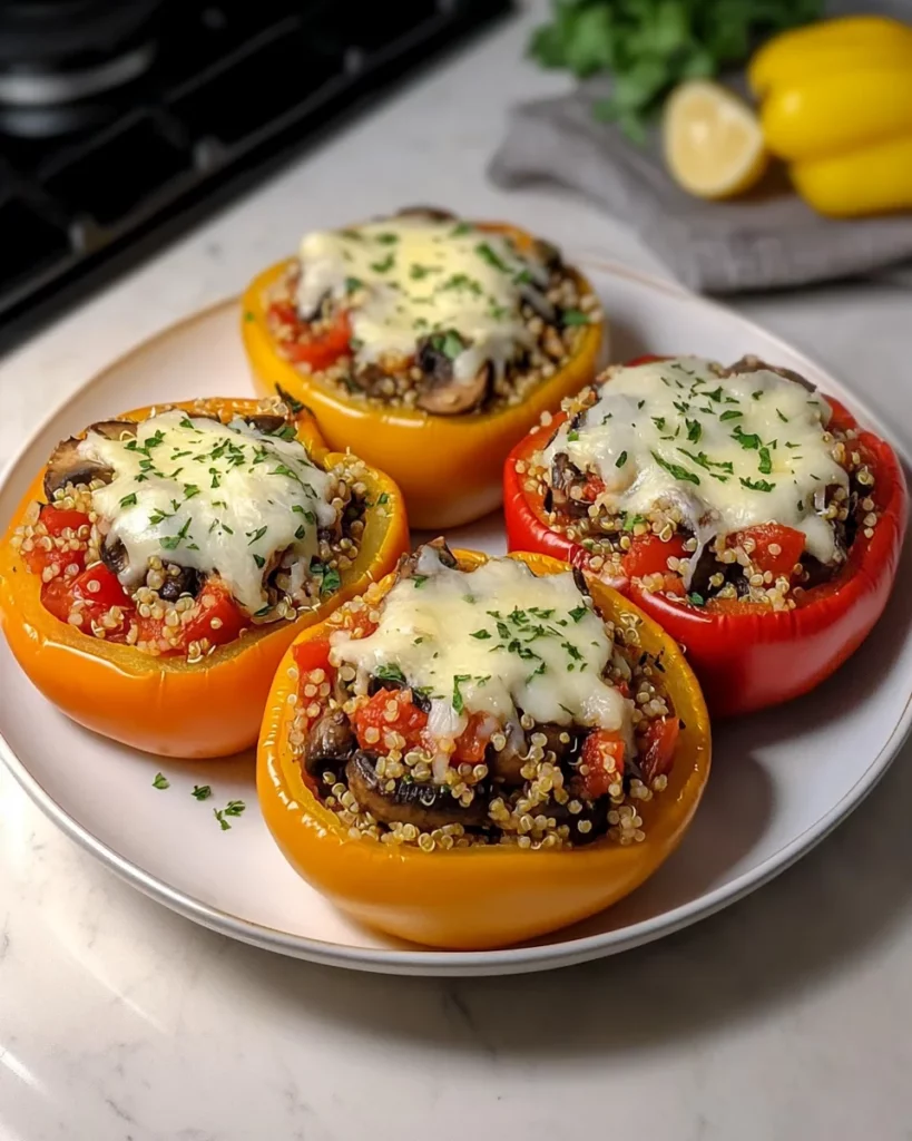 Quinoa and Mushroom Stuffed Bell Peppers