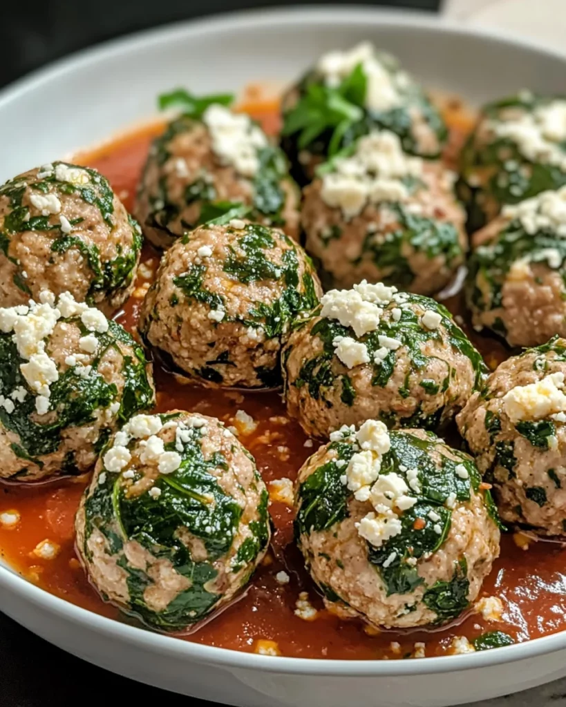 Spinach Feta Turkey Meatballs