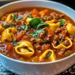 Slow Cooker Tomato Tortellini Soup with Ground Beef
