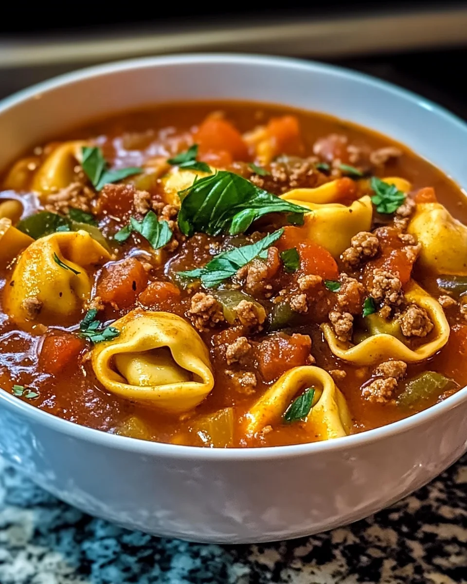 Slow Cooker Tomato Tortellini Soup with Ground Beef is Simple!