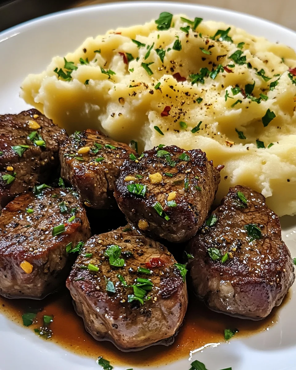 Garlic Parmesan Steak Bites with Mashed Potatoes: A Comfort Delight!