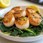 Tasty Seared Scallops Over Wilted Spinach