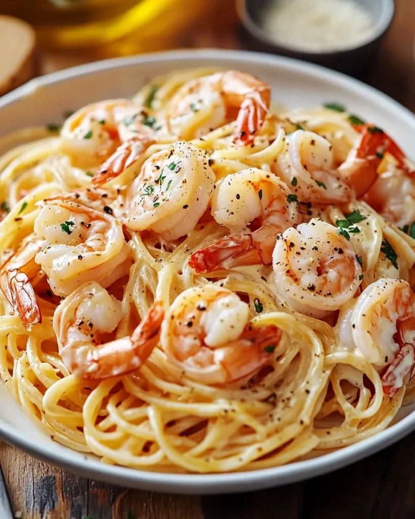 CREAMY GARLIC SHRIMP PASTA