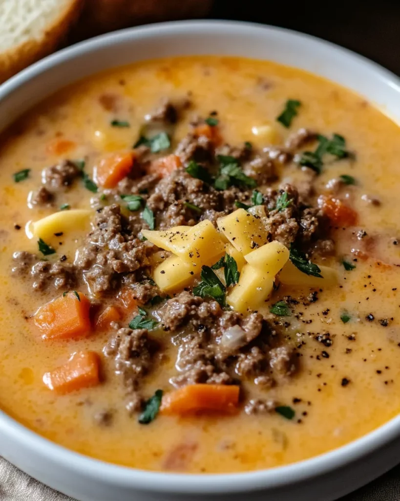 Comforting Cheese Burger Soup