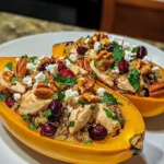 Honey Roasted Butternut Squash Stuffed with Chicken