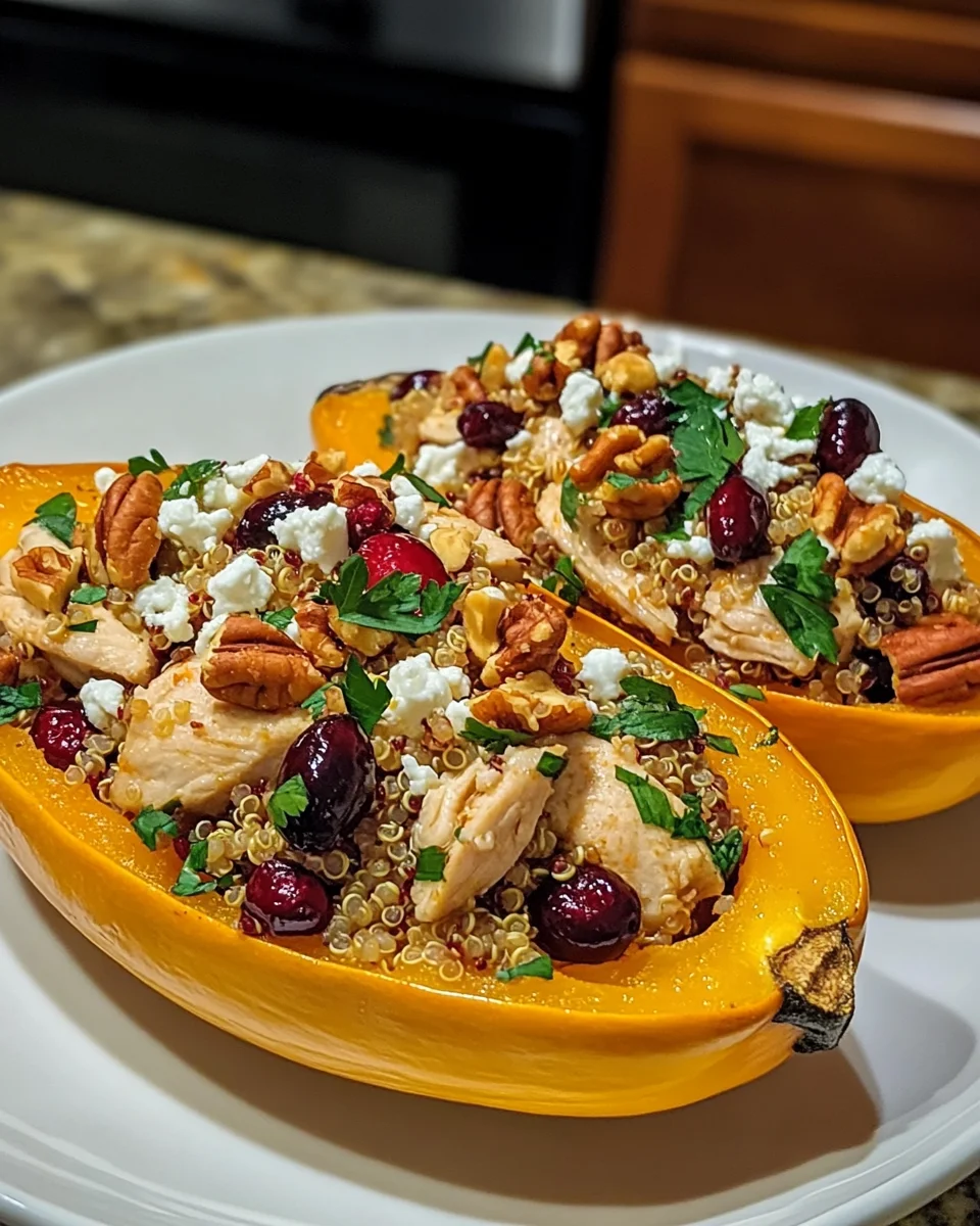 Irresistible Honey Roasted Butternut Squash Stuffed with Chicken Delights!